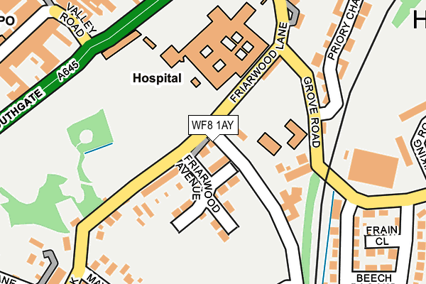 WF8 1AY map - OS OpenMap – Local (Ordnance Survey)