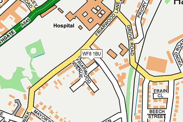 WF8 1BU map - OS OpenMap – Local (Ordnance Survey)