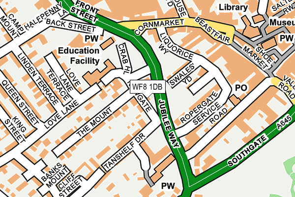 WF8 1DB map - OS OpenMap – Local (Ordnance Survey)