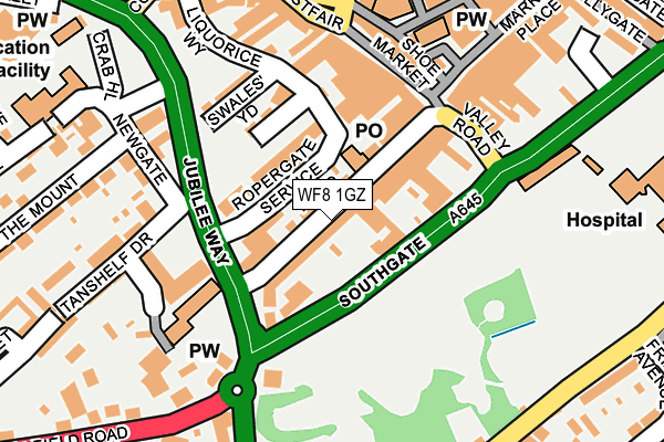 WF8 1GZ map - OS OpenMap – Local (Ordnance Survey)
