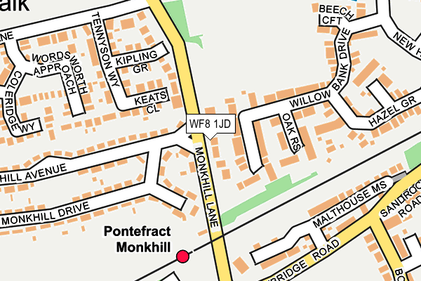 WF8 1JD map - OS OpenMap – Local (Ordnance Survey)