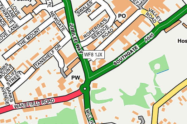 WF8 1JX map - OS OpenMap – Local (Ordnance Survey)