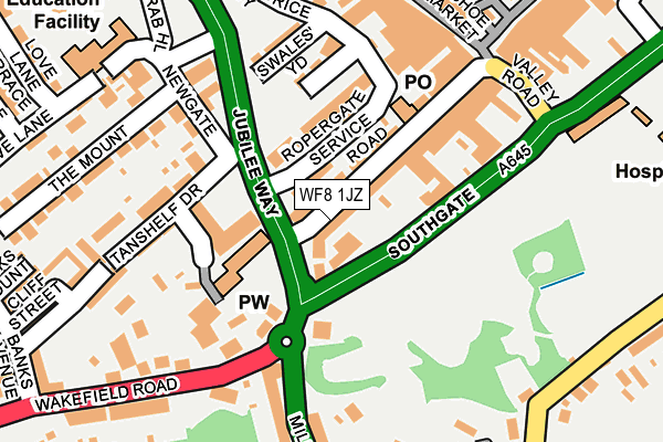 WF8 1JZ map - OS OpenMap – Local (Ordnance Survey)