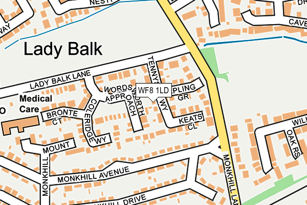 WF8 1LD map - OS OpenMap – Local (Ordnance Survey)