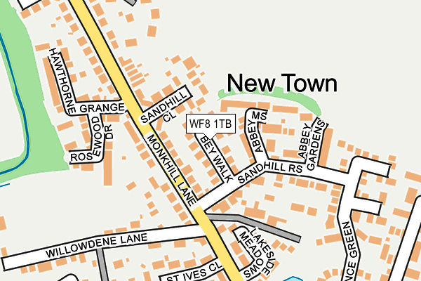 WF8 1TB map - OS OpenMap – Local (Ordnance Survey)