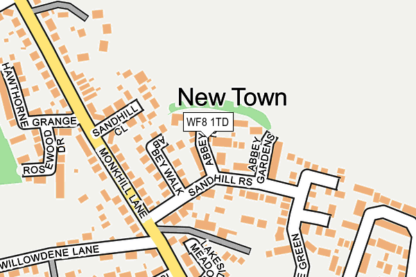 WF8 1TD map - OS OpenMap – Local (Ordnance Survey)