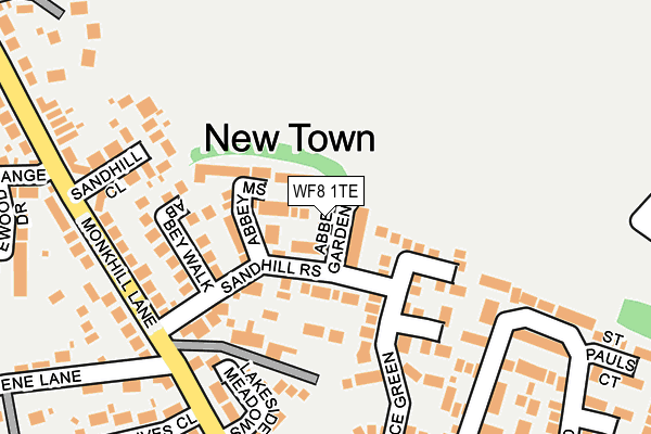 WF8 1TE map - OS OpenMap – Local (Ordnance Survey)