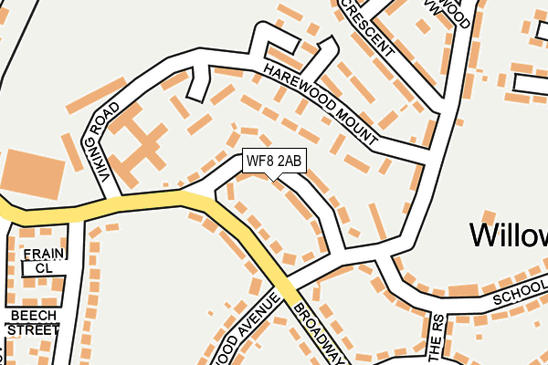 WF8 2AB map - OS OpenMap – Local (Ordnance Survey)