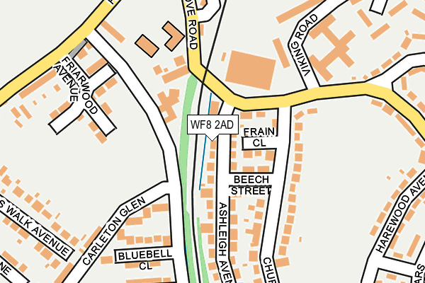 WF8 2AD map - OS OpenMap – Local (Ordnance Survey)