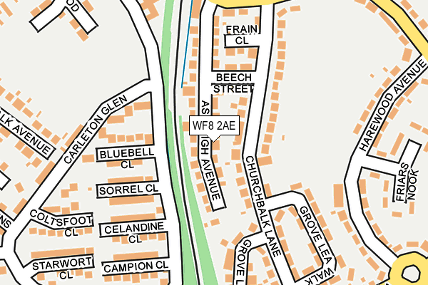 WF8 2AE map - OS OpenMap – Local (Ordnance Survey)