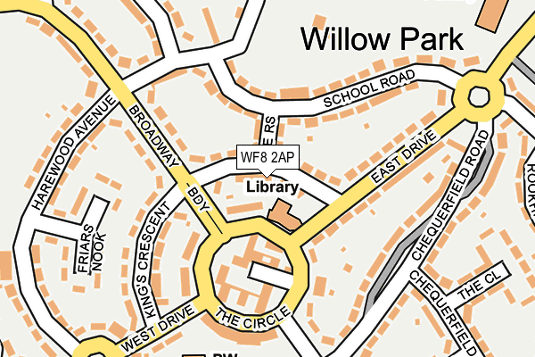 WF8 2AP map - OS OpenMap – Local (Ordnance Survey)