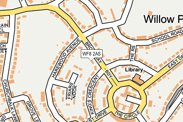 WF8 2AS map - OS OpenMap – Local (Ordnance Survey)