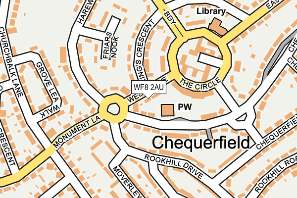 WF8 2AU map - OS OpenMap – Local (Ordnance Survey)