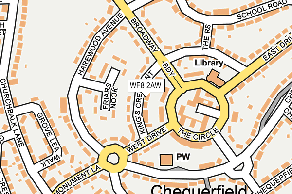 WF8 2AW map - OS OpenMap – Local (Ordnance Survey)