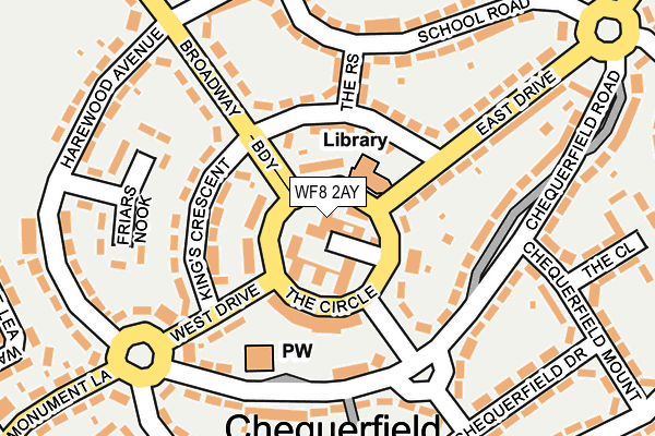 WF8 2AY map - OS OpenMap – Local (Ordnance Survey)