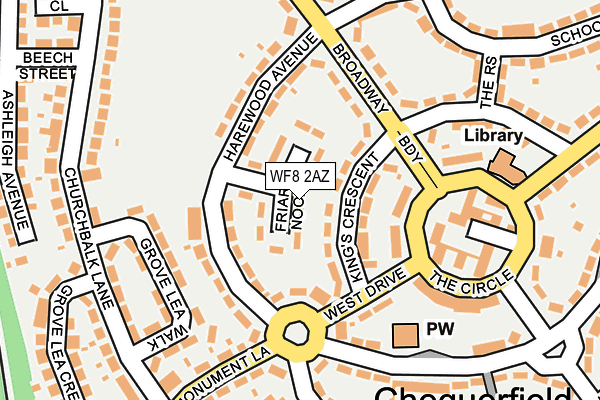 WF8 2AZ map - OS OpenMap – Local (Ordnance Survey)