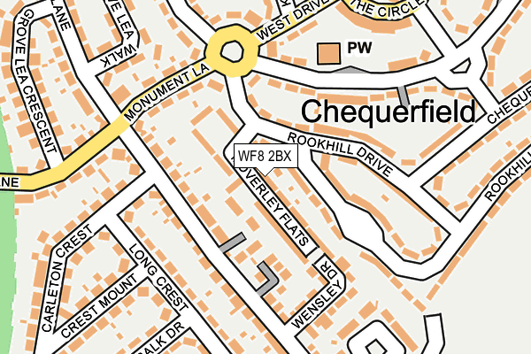 WF8 2BX map - OS OpenMap – Local (Ordnance Survey)