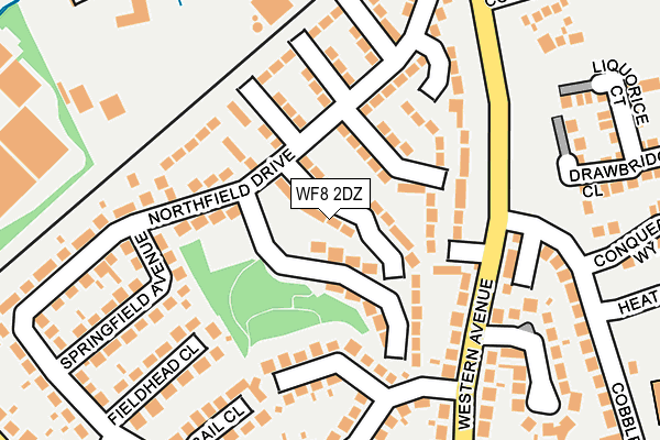 WF8 2DZ map - OS OpenMap – Local (Ordnance Survey)
