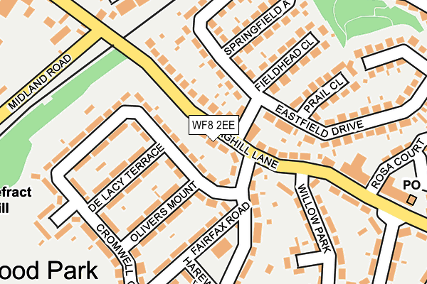 WF8 2EE map - OS OpenMap – Local (Ordnance Survey)