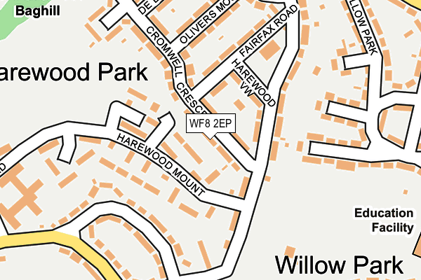 WF8 2EP map - OS OpenMap – Local (Ordnance Survey)