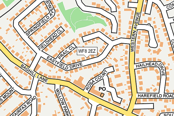 WF8 2EZ map - OS OpenMap – Local (Ordnance Survey)