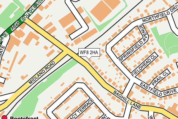 WF8 2HA map - OS OpenMap – Local (Ordnance Survey)