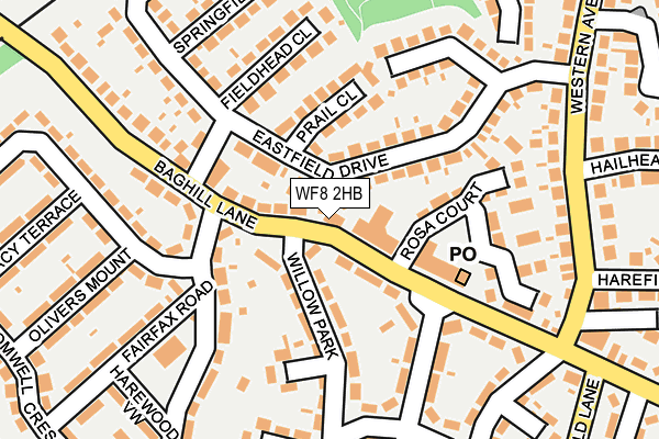 WF8 2HB map - OS OpenMap – Local (Ordnance Survey)