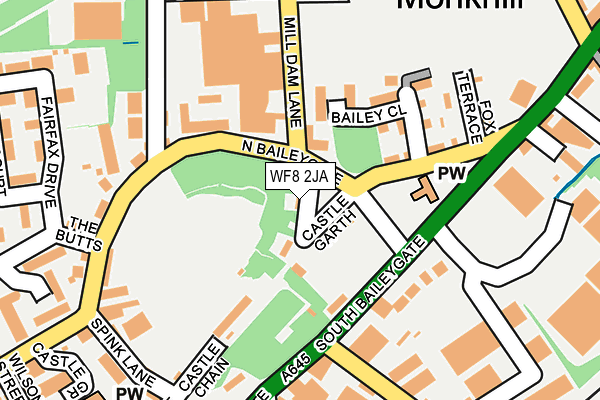 WF8 2JA map - OS OpenMap – Local (Ordnance Survey)