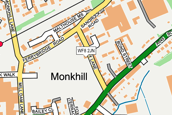 WF8 2JN map - OS OpenMap – Local (Ordnance Survey)