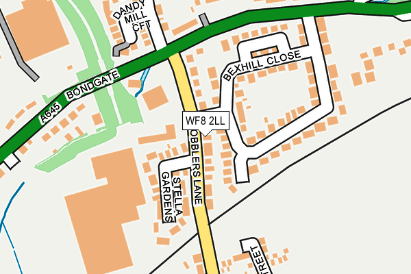 WF8 2LL map - OS OpenMap – Local (Ordnance Survey)