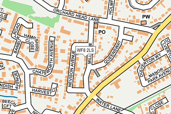 WF8 2LS map - OS OpenMap – Local (Ordnance Survey)