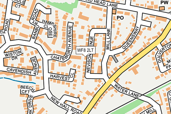 WF8 2LT map - OS OpenMap – Local (Ordnance Survey)