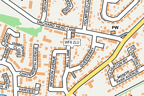 WF8 2LU map - OS OpenMap – Local (Ordnance Survey)