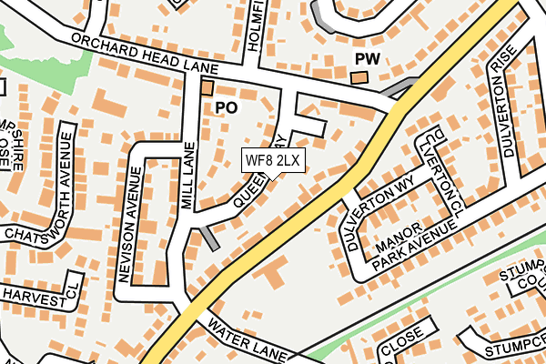 WF8 2LX map - OS OpenMap – Local (Ordnance Survey)