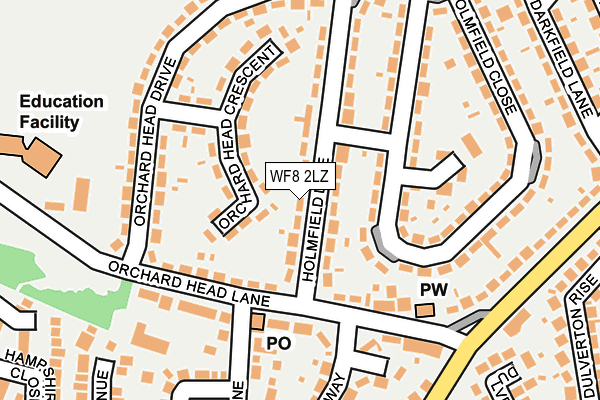 WF8 2LZ map - OS OpenMap – Local (Ordnance Survey)