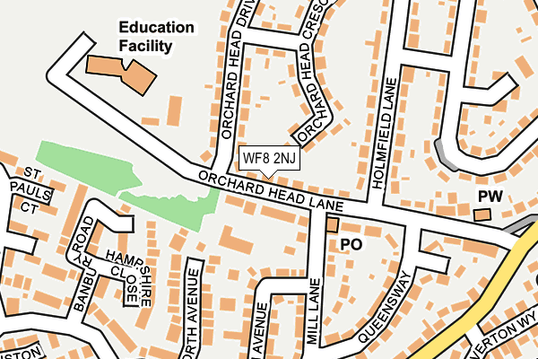 WF8 2NJ map - OS OpenMap – Local (Ordnance Survey)