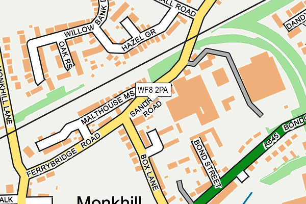 WF8 2PA map - OS OpenMap – Local (Ordnance Survey)