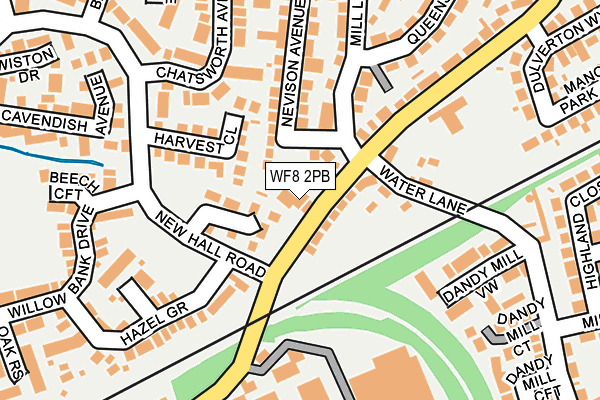 WF8 2PB map - OS OpenMap – Local (Ordnance Survey)