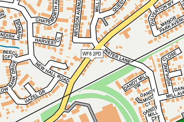 WF8 2PD map - OS OpenMap – Local (Ordnance Survey)