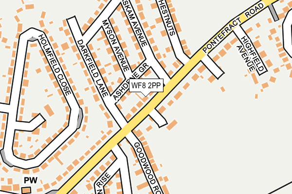 WF8 2PP map - OS OpenMap – Local (Ordnance Survey)