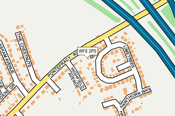 WF8 2PS map - OS OpenMap – Local (Ordnance Survey)