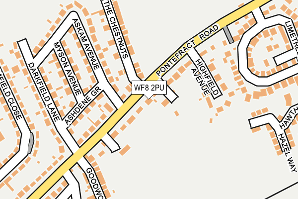 WF8 2PU map - OS OpenMap – Local (Ordnance Survey)