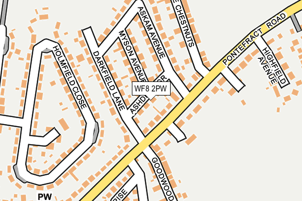 WF8 2PW map - OS OpenMap – Local (Ordnance Survey)