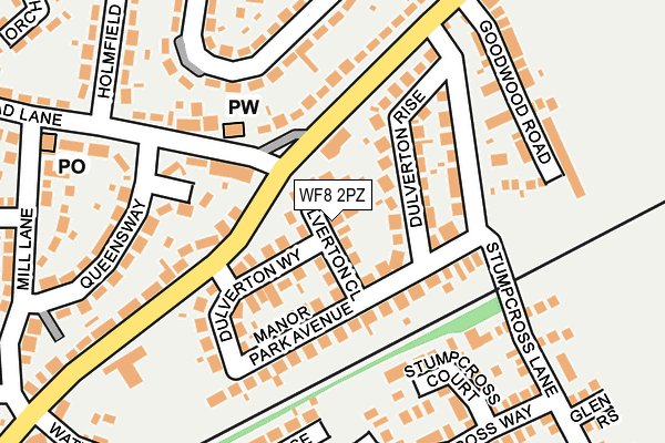 WF8 2PZ map - OS OpenMap – Local (Ordnance Survey)