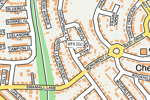 WF8 2QJ map - OS OpenMap – Local (Ordnance Survey)