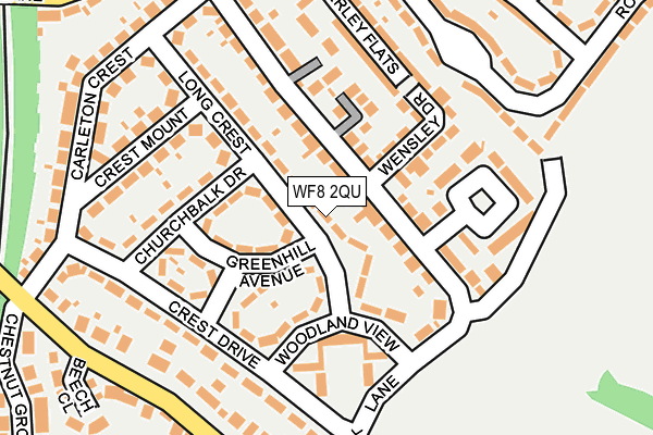 WF8 2QU map - OS OpenMap – Local (Ordnance Survey)