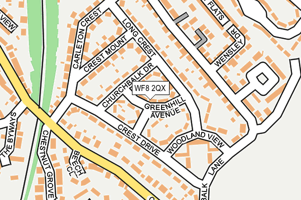 WF8 2QX map - OS OpenMap – Local (Ordnance Survey)