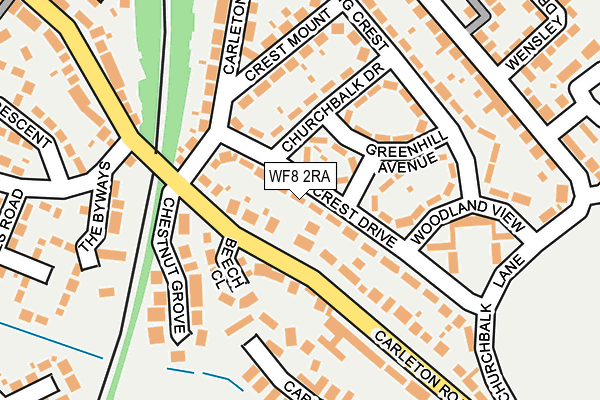 WF8 2RA map - OS OpenMap – Local (Ordnance Survey)