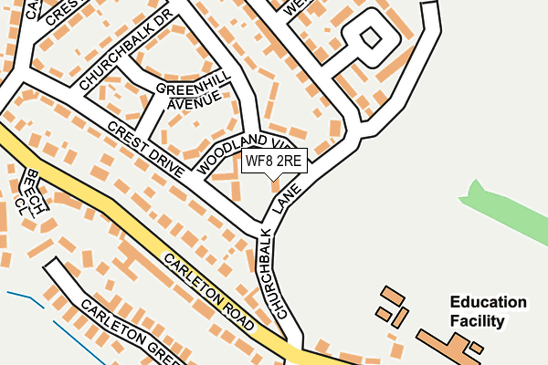 WF8 2RE map - OS OpenMap – Local (Ordnance Survey)
