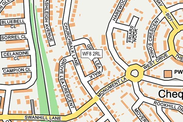 WF8 2RL map - OS OpenMap – Local (Ordnance Survey)